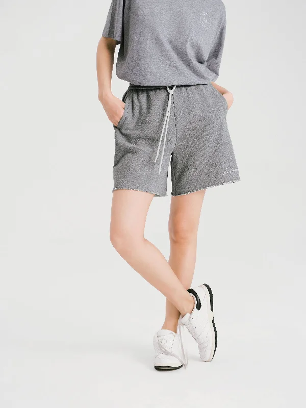 Casual Shorts With Rolled Hem-Light Gray