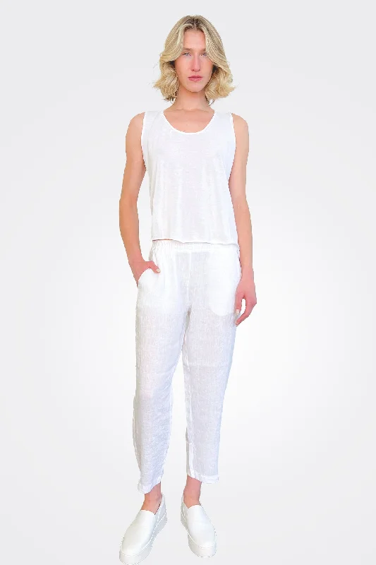 Cropped Ankle Trousers - White