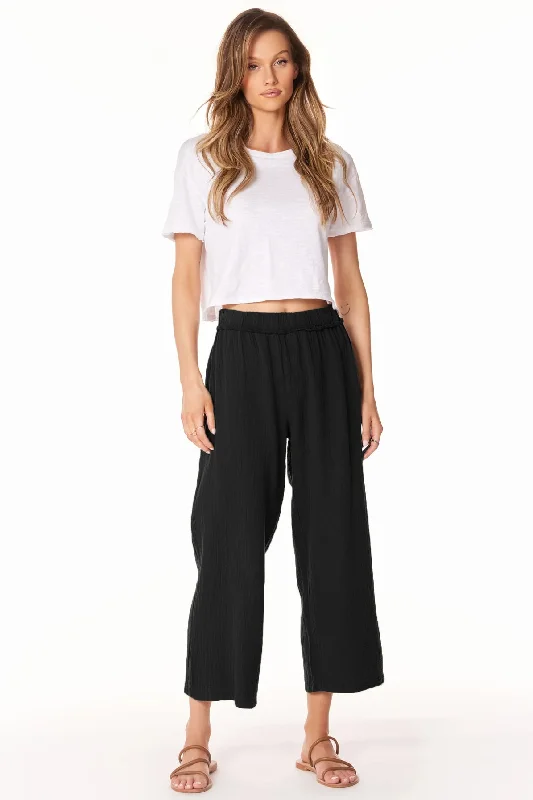 Cropped Wide Leg Pant - Black