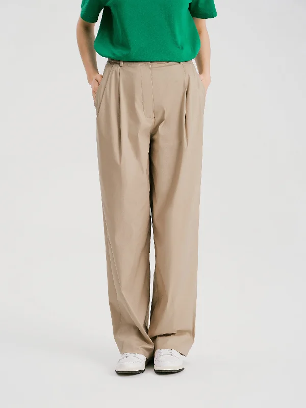 Simple Casual Wide Leg Pants-Khaki