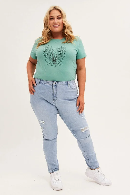 Blue Mid Rise Skinny Jeans