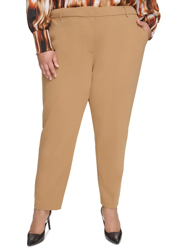 Plus Womens High Rise Ankle Straight Leg Pants