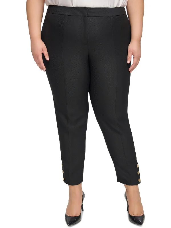 Plus Womens Mid Rise Ankle Pants