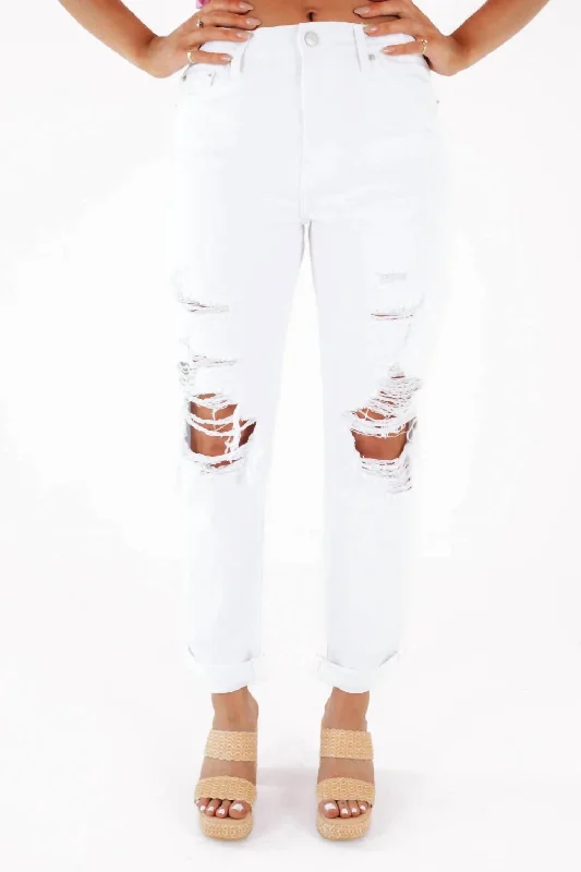 Presley High Rise Relaxed Roller Jeans In White