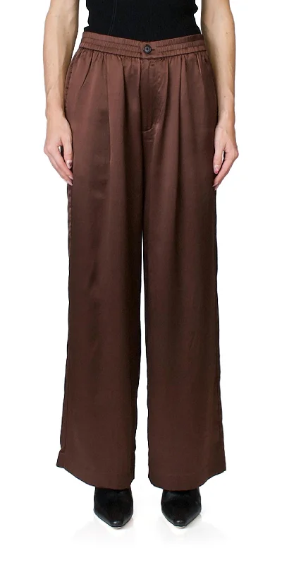 Silk Pull On Pants In Mahogany