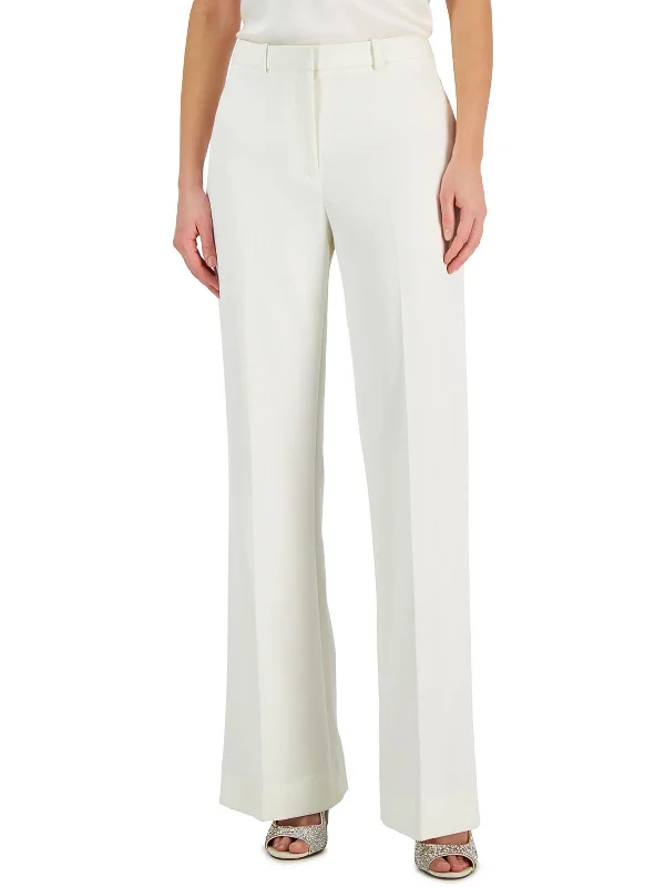 Womens High Rise Solid Wide Leg Pants