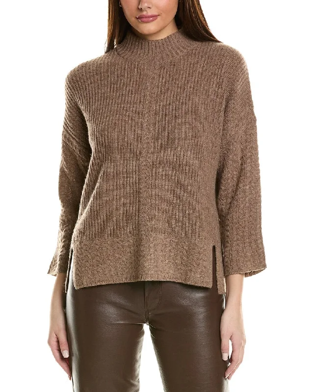 Hannah Rose Shaker Cable Turtleneck Wool & Cashmere-Blend Sweater