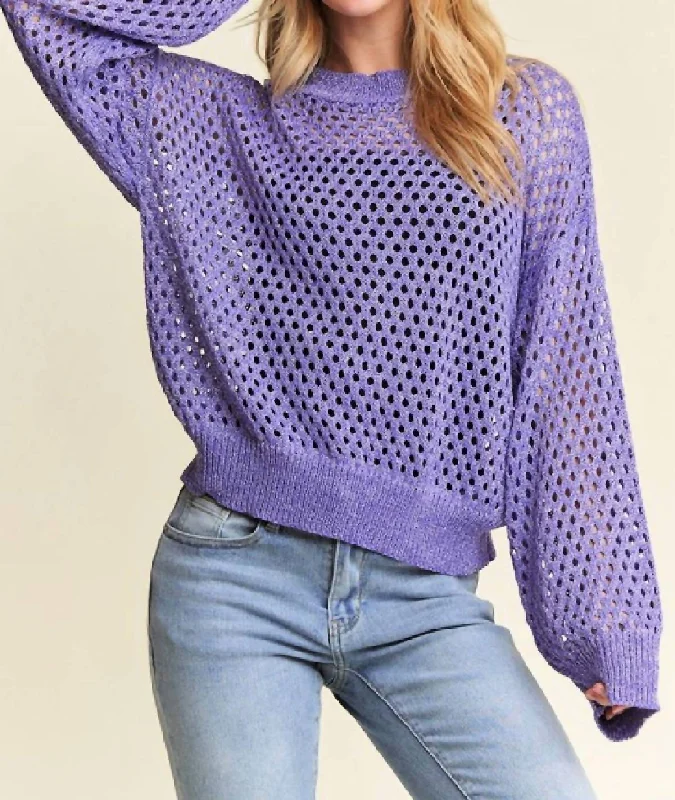 Lurex Crochet Top In Purple