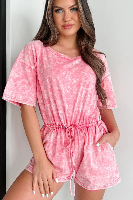 Happy To Be Home Mineral Wash Romper (Pink)