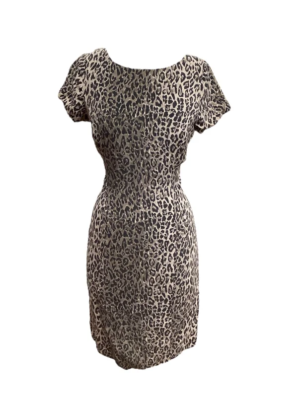 Animal Print Dress Casual Midi City Silk, Size 8