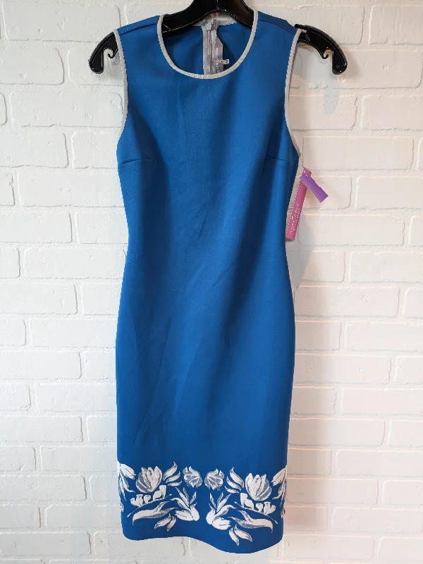 Blue & White Dress Casual Midi Cmb, Size Xs