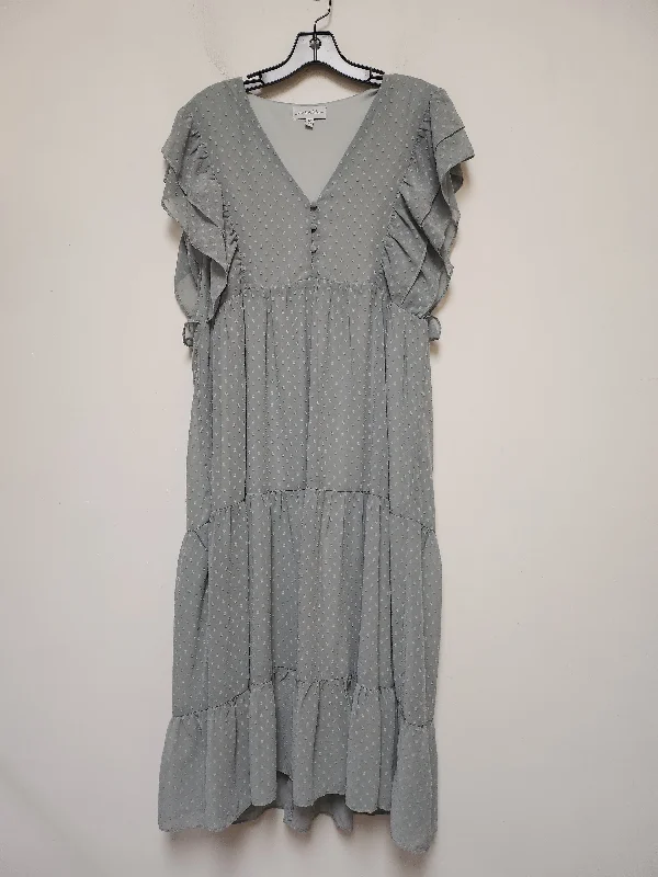 Grey Dress Casual Midi Clothes Mentor, Size M