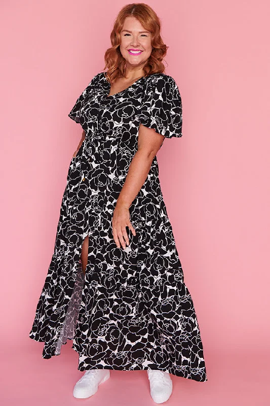 Alexia Peonies Black & White Dress