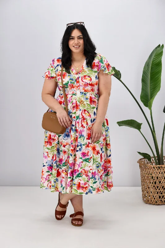 Boho Australia Camellia Joy Midi Dress Multi