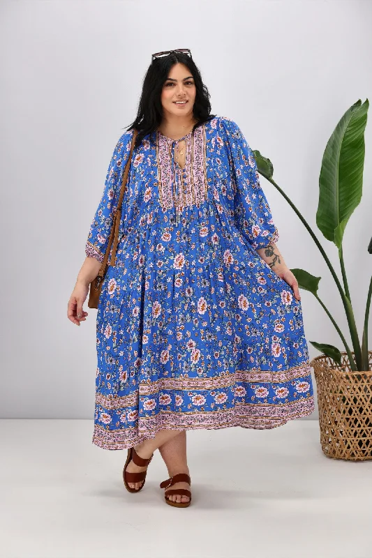 Boho Australia Margot Dress Blue Pink Floral