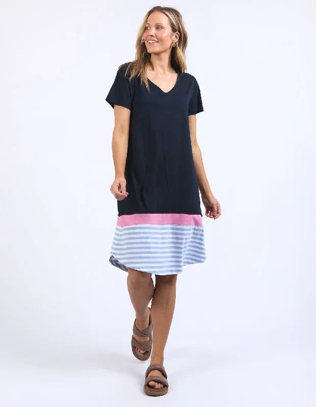 Elm Draw The Line Tee Dress Navy/Blue And White Stripe