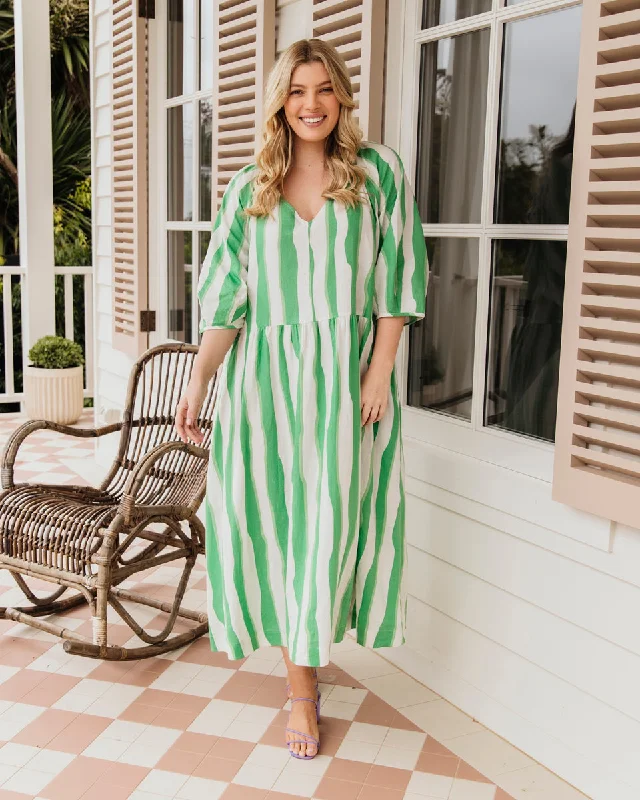 Elm Spritz Stripe Dress Greenbriar/White Stripe