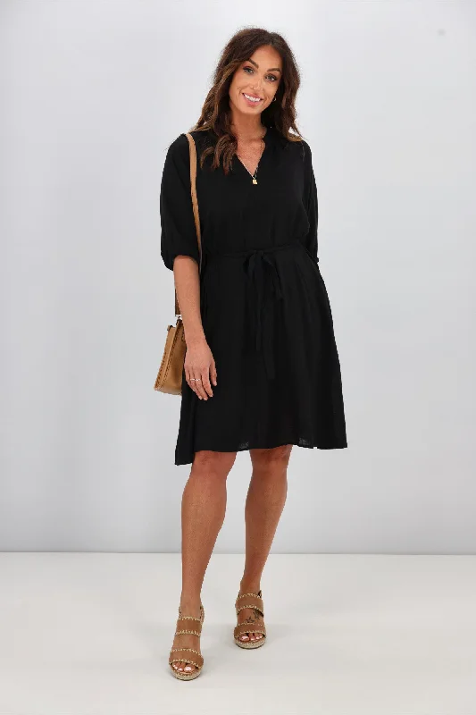 Shine On Label Rhaenera V Neck Dress Black