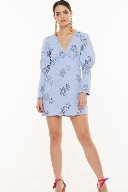 Talulah Blue Hue Long Sleeve Mini Dress - Baby Blue