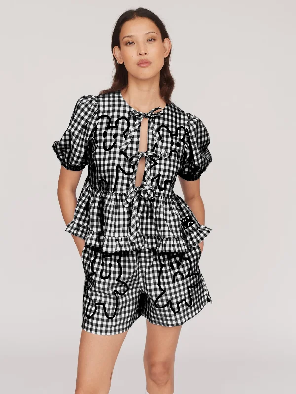 Black Grin and Bear It Gingham Top